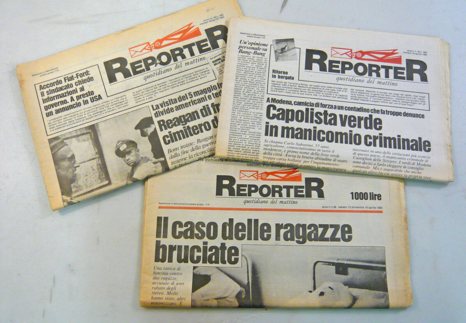 REPORTER.Quotidiano del mattino 13-14/16/30 aprile 1985[inserto FINE SECOLO