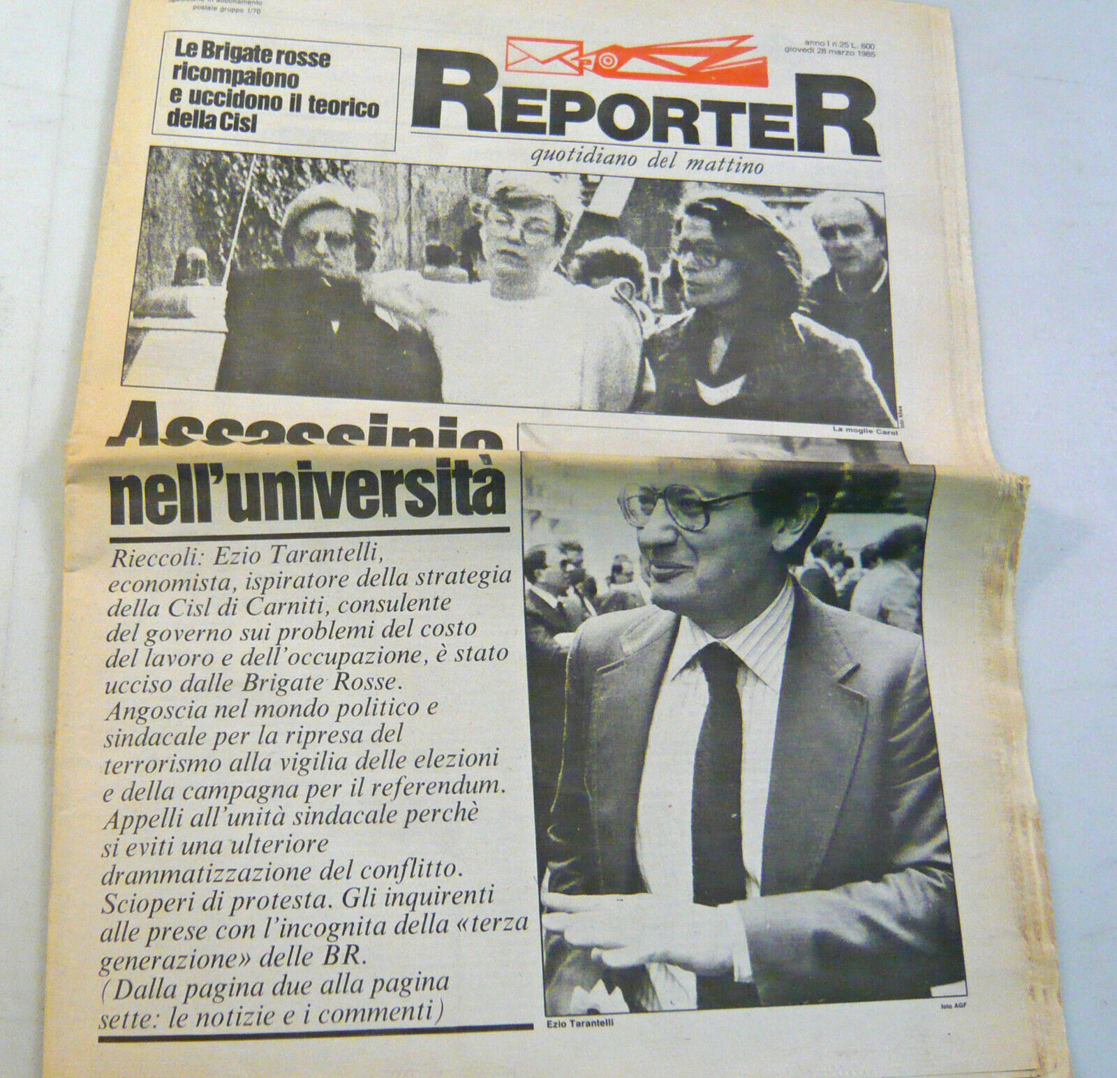 REPORTER.Quotidiano del mattino 28/30-31 marzo 1985[BR,Ezio Tarantelli,Chagall