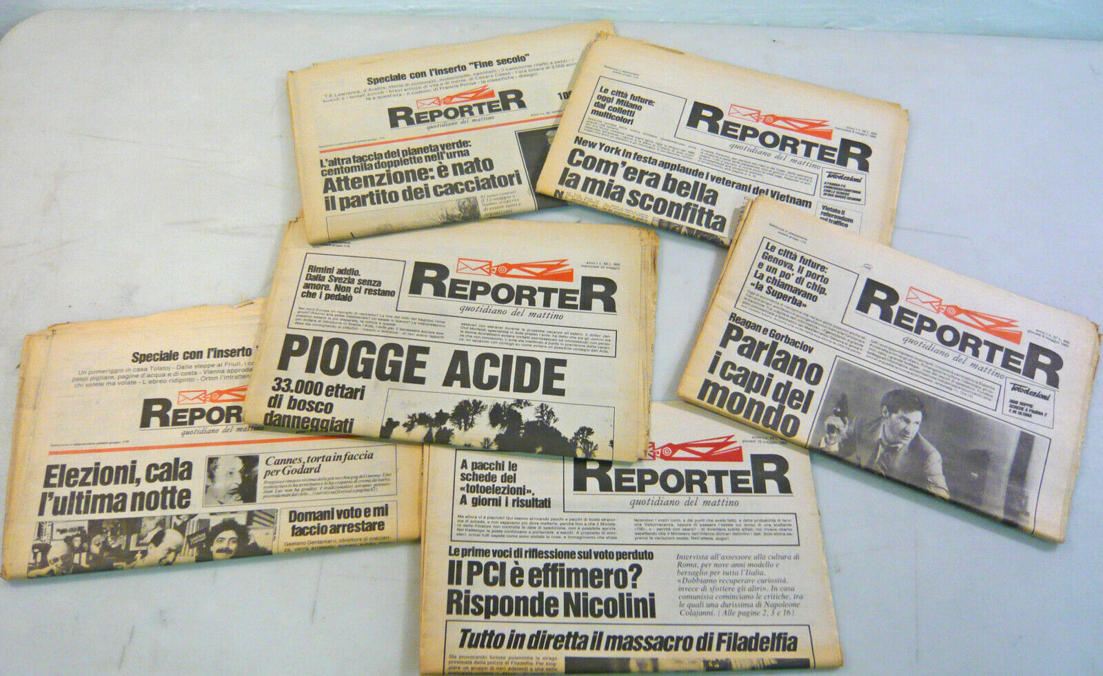 REPORTER.Quotidiano del mattino 8/9/11-12/16/18-19/22 maggio 1985[Gorbaciov