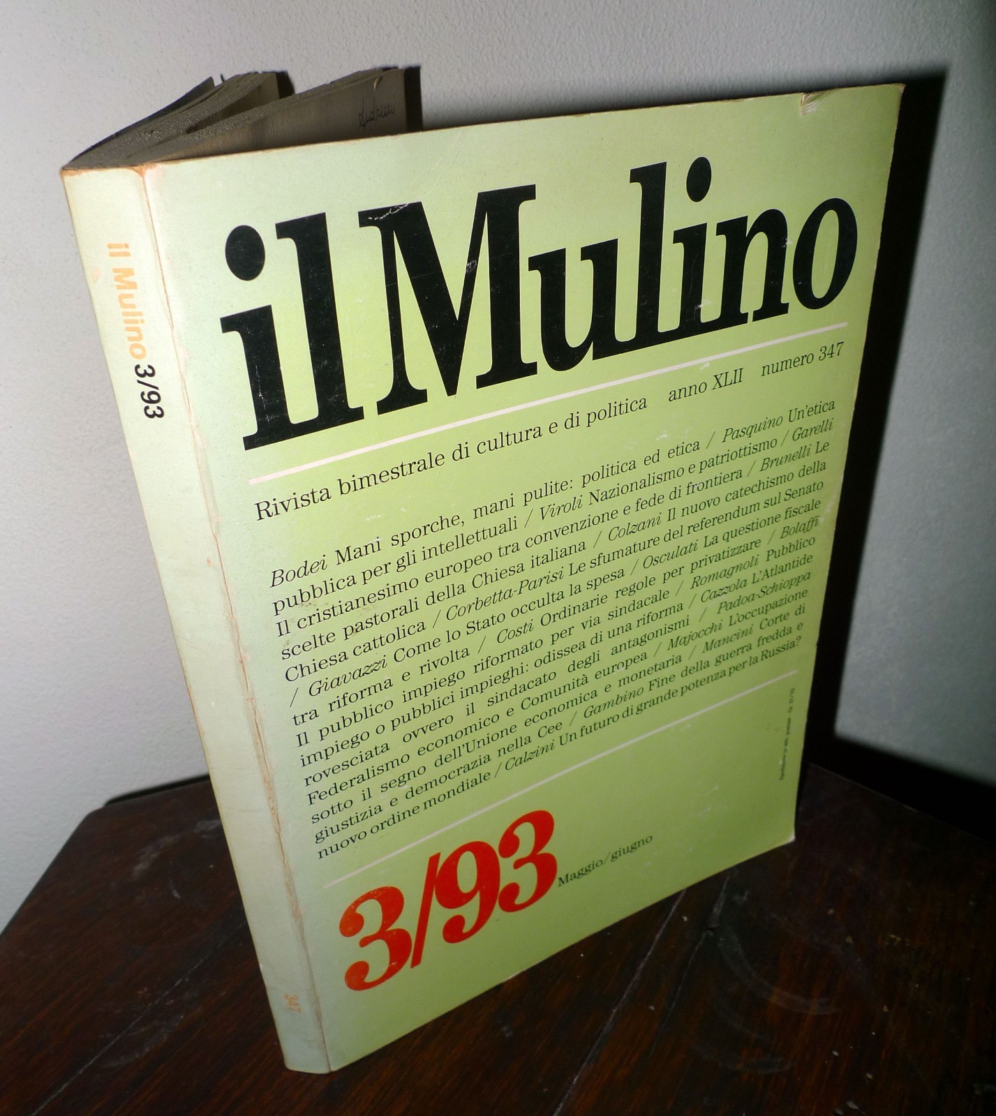Rivista IL MULINO n.3 1993[politica,Bodei,Pasquino,mani pulite,Partito d'Azione