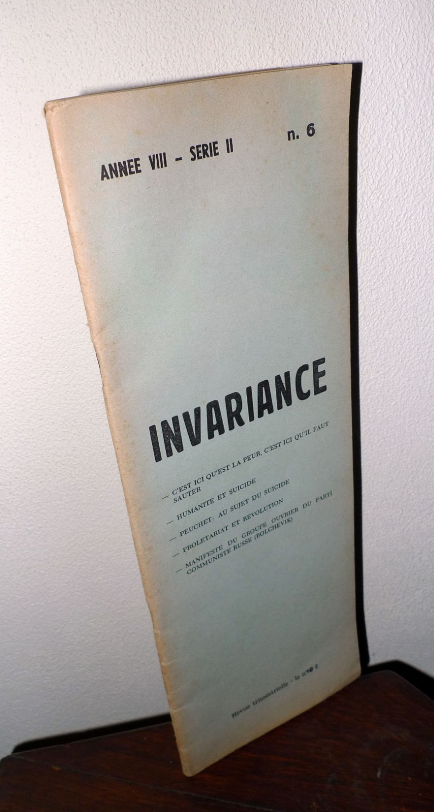 Rivista INVARIANCE A.VIII-Série II n.6 1975[Camatte,comunismo,Bordiga,suicidio