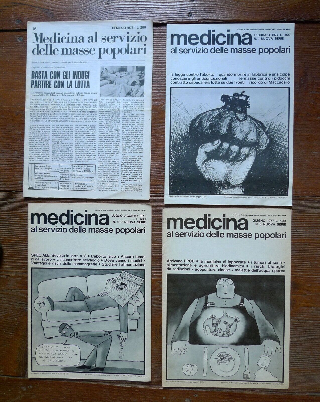 Rivista MEDICINA AL SERVIZIO DELLE MASSE POPOLARI,1976-77[movimento,Gino Strada