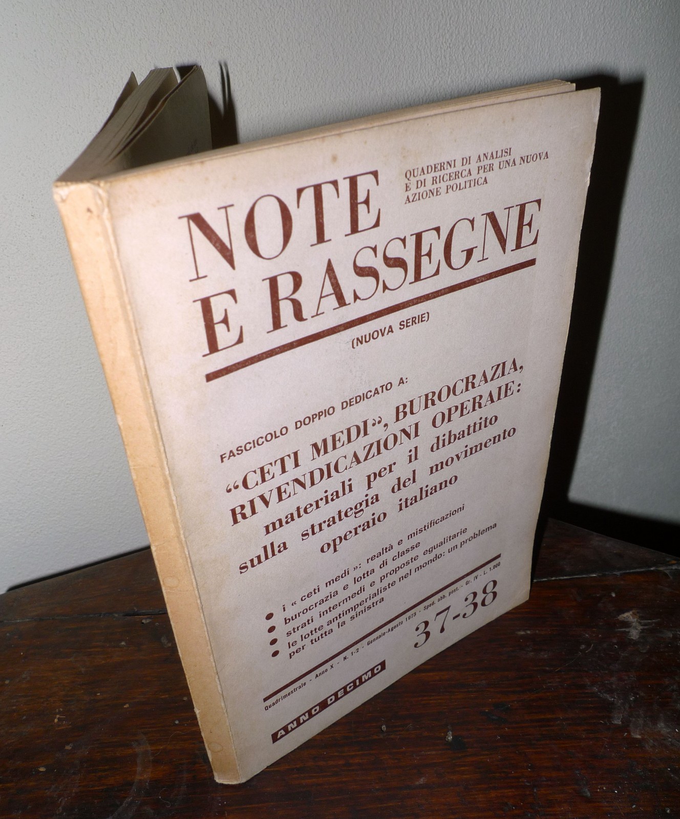Rivista NOTE E RASSEGNE n.1-2 1973[politica,movimento operaio