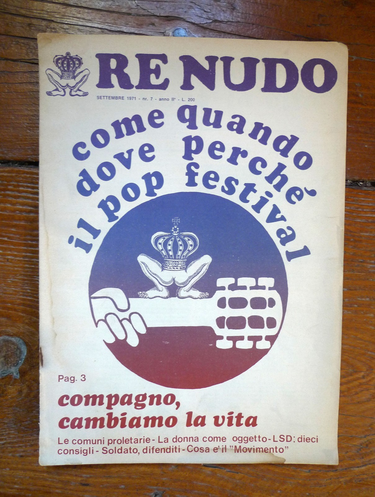 Rivista RE NUDO n.7 settembre 1971[controcultura,movimento,LSD,esercito