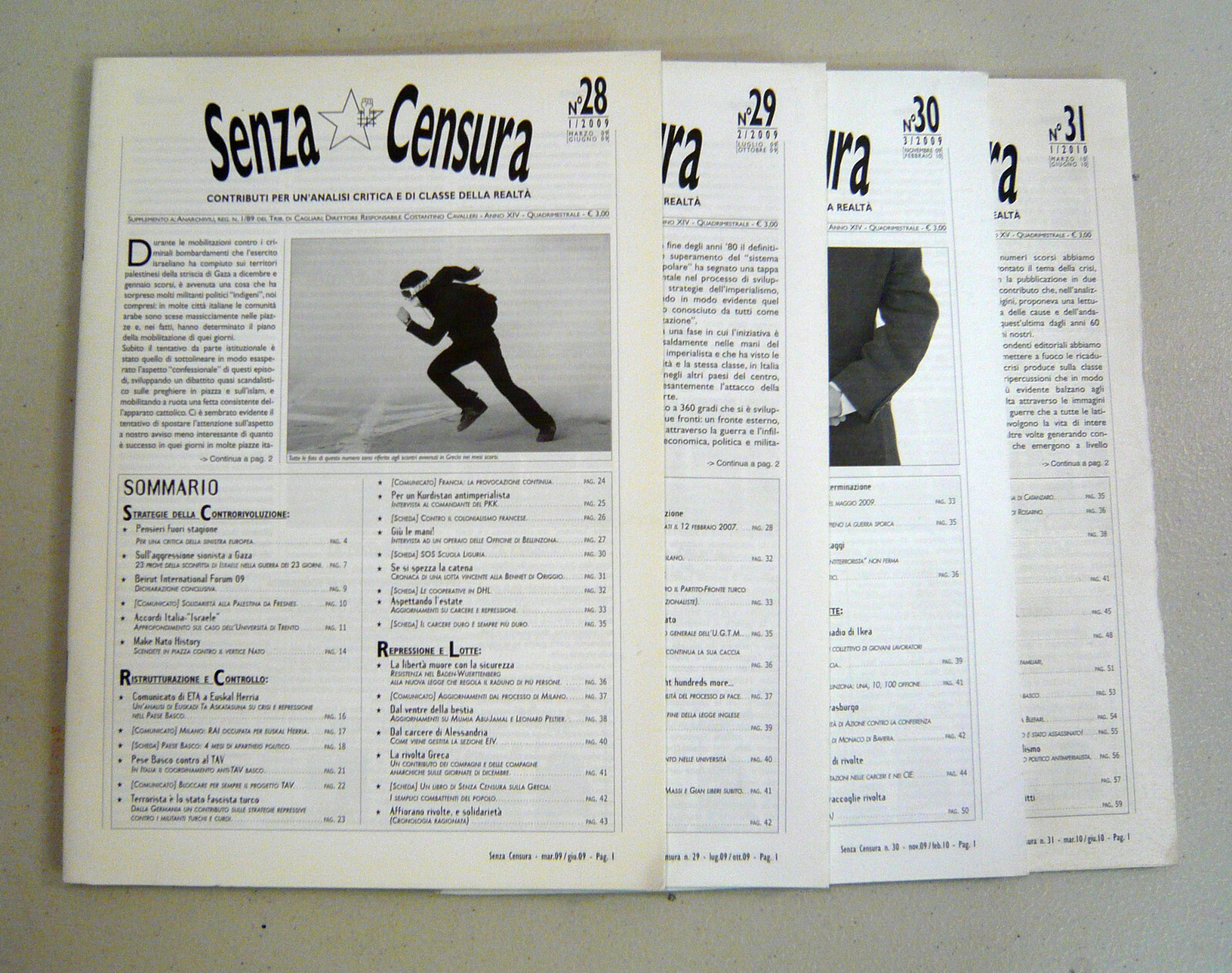 Rivista SENZA CENSURA 28/29/30/31 2009-2010[politica,movimento,Bologna