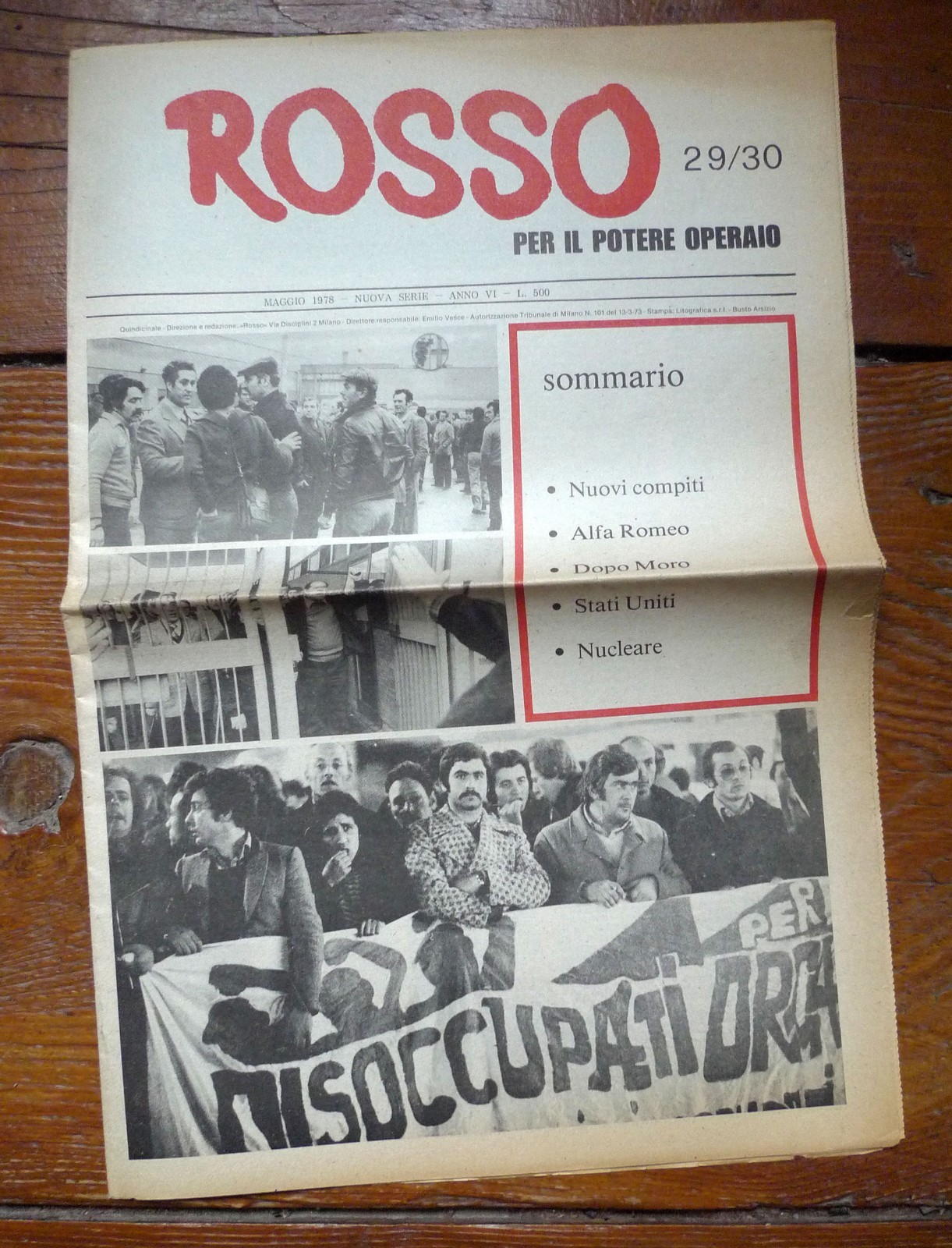 ROSSO PER IL POTERE OPERAIO.NUOVA SERIE n.29/30 maggio 1978[AUTONOMIA OPERAIA