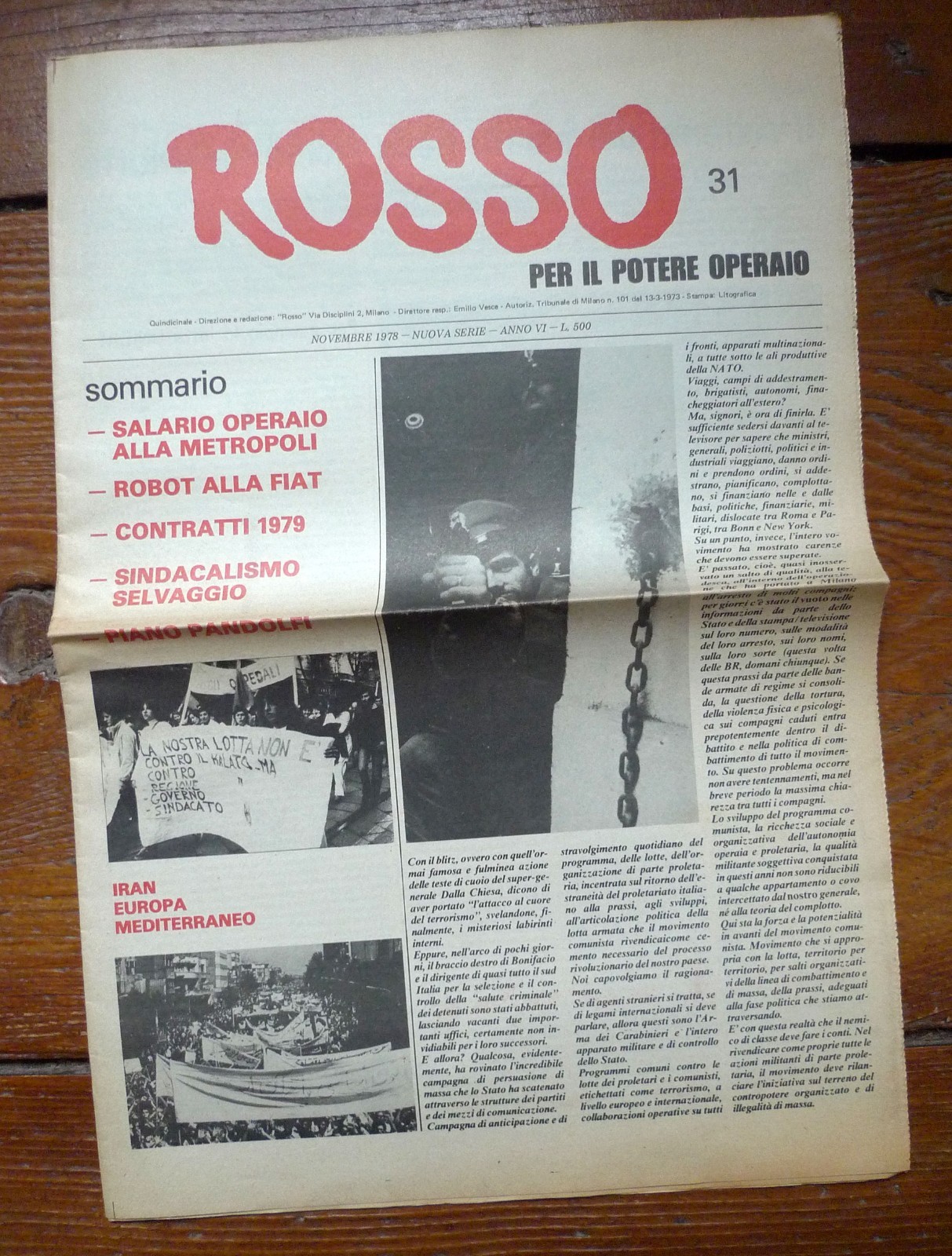 ROSSO PER IL POTERE OPERAIO.NUOVA SERIE n.31 nov.1978[AUTONOMIA OPERAIA,Vesce