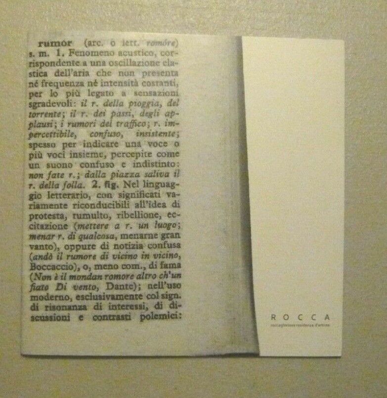 RUMOR ROCCAGLORIOSA,2010[catalogo d'arte,Andrea Renzini,Antonio Barrella,Farnè