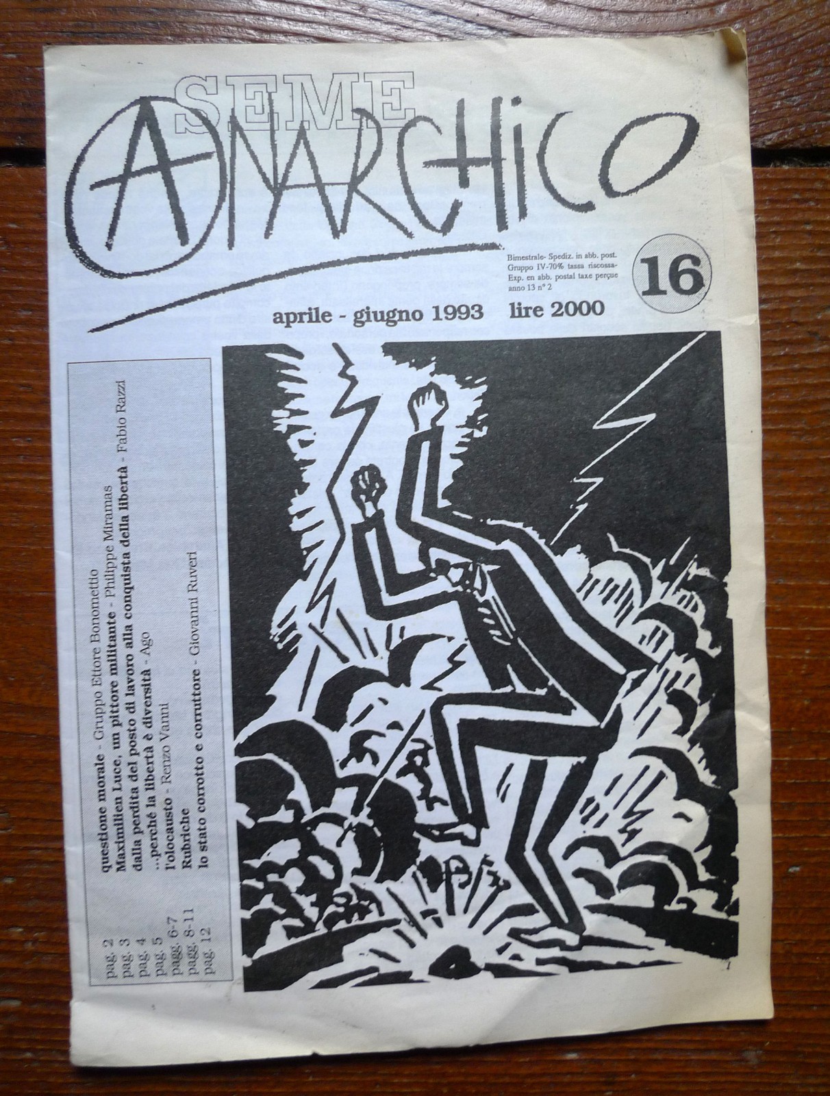 SEME ANARCHICO n.16 1993.Rivista Bimestrale[ANARCHIA,OLOCAUSTO,Faurisson
