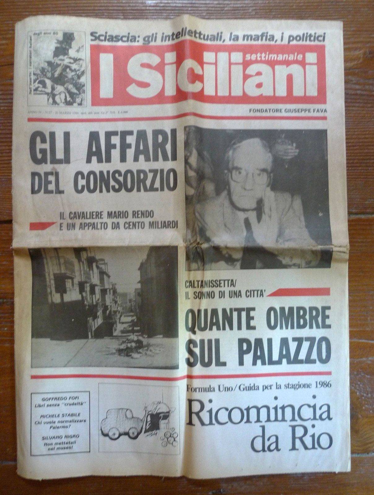 Settimanale I SICILIANI n.37 26 marzo 1986[SCIASCIA,MAFIA,BARILLI,GRUPPO 63,FOFI