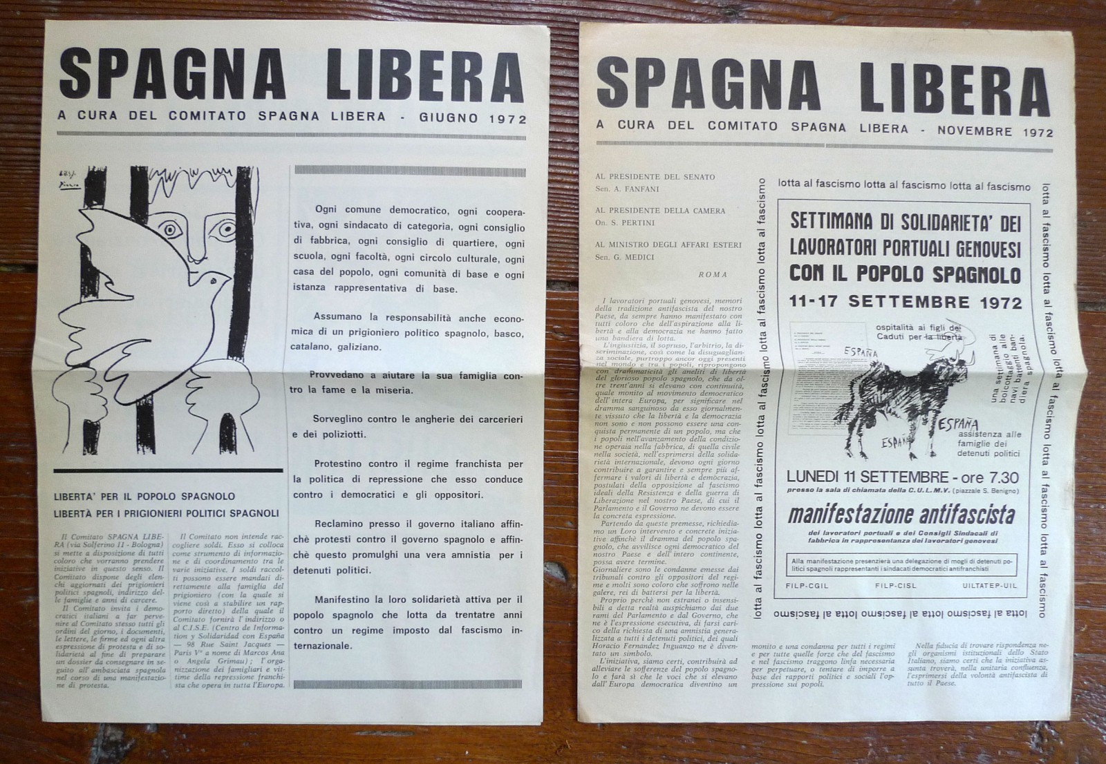 SPAGNA LIBERA Giu.-Nov 1972[franchismo,dittatura,prigionieri politici