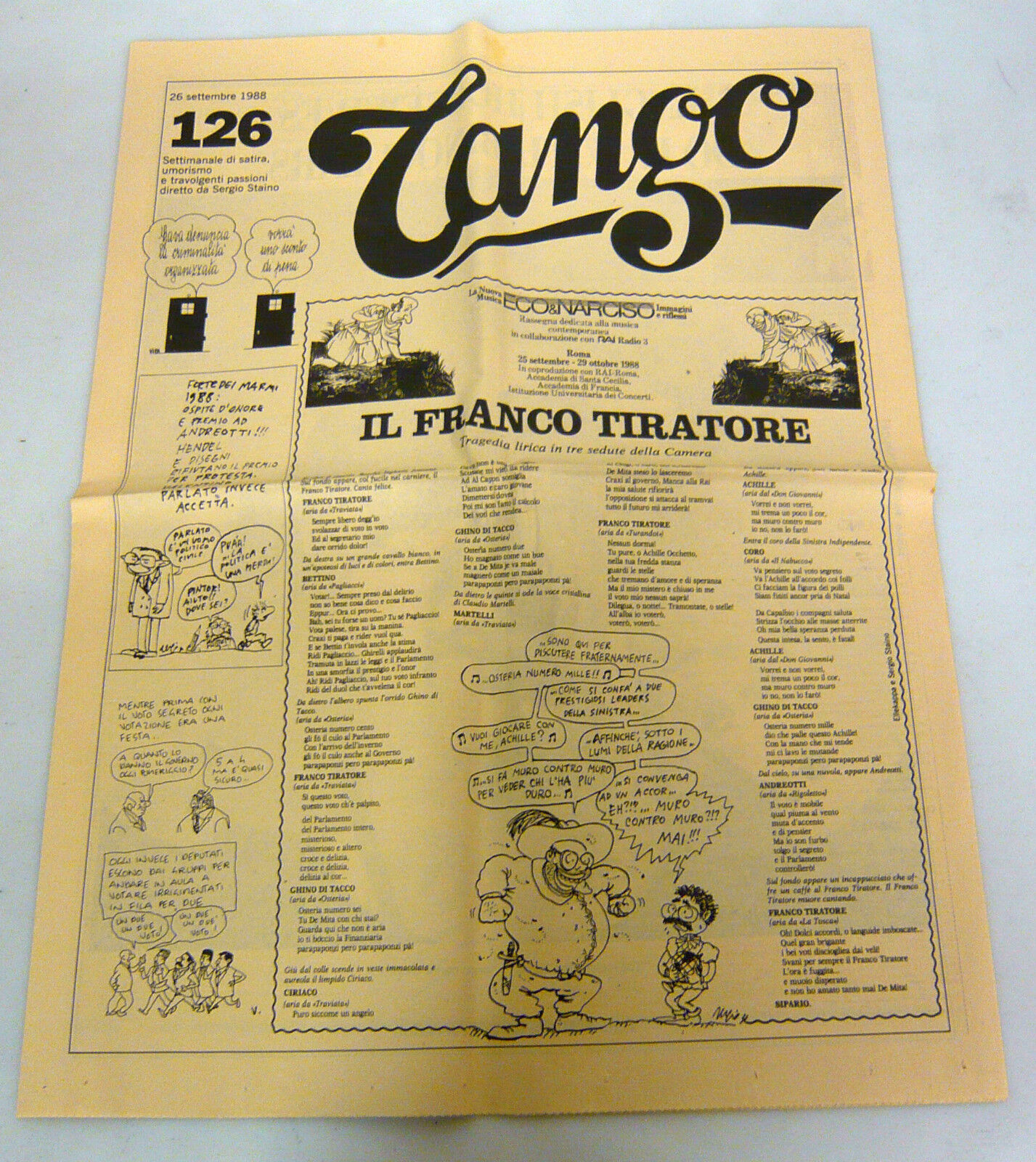 TANGO n.126 1988.Settimanale di satira,umorismo e travolgenti passioni[Staino