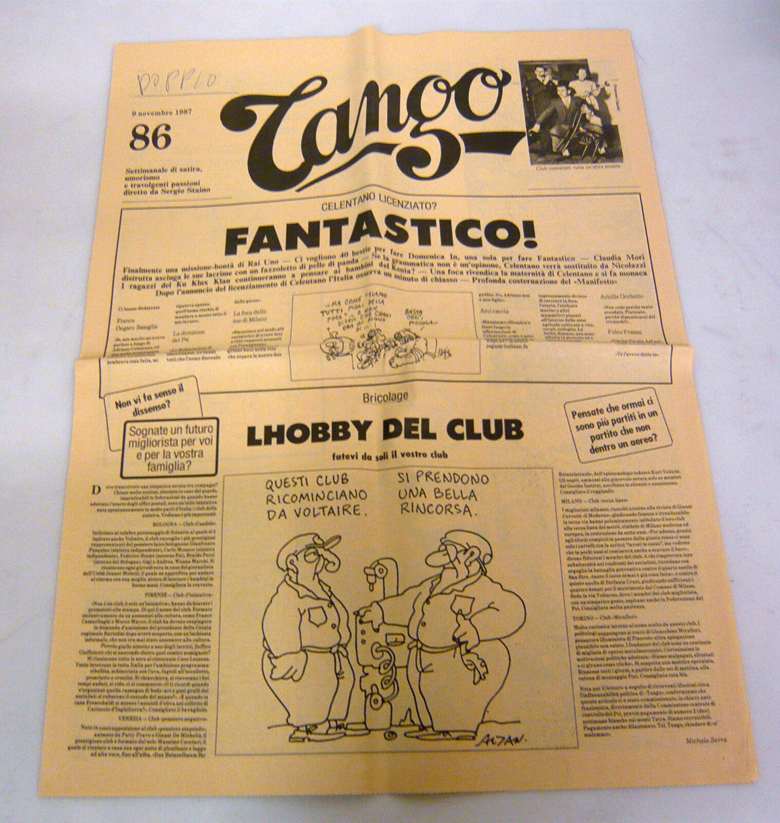 TANGO n.86 1987.Settimanale di satira,umorismo e travolgenti passioni[Staino
