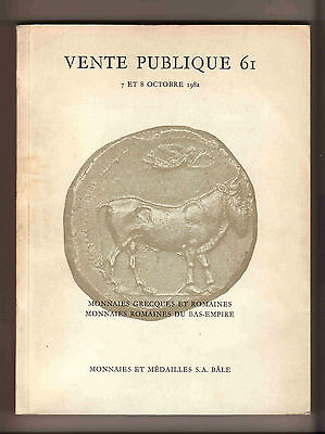 VENTE PUBLIQUE 61,BÂLE 1982,MONNAIES GRECQUES ET ROMAINES[asta,prezzi monete