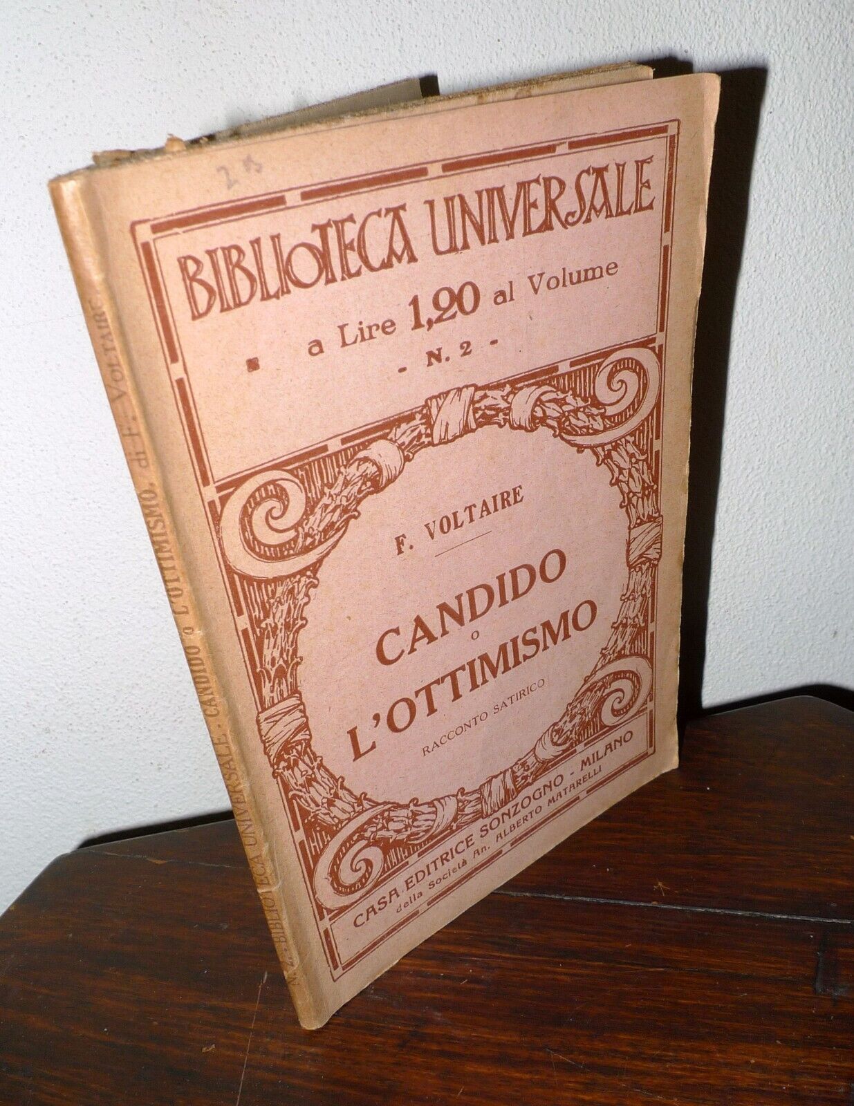 Voltaire,CANDIDO O L'OTTIMISMO,1936 Sonzogno BIBLIOTECA UNIVERSALE