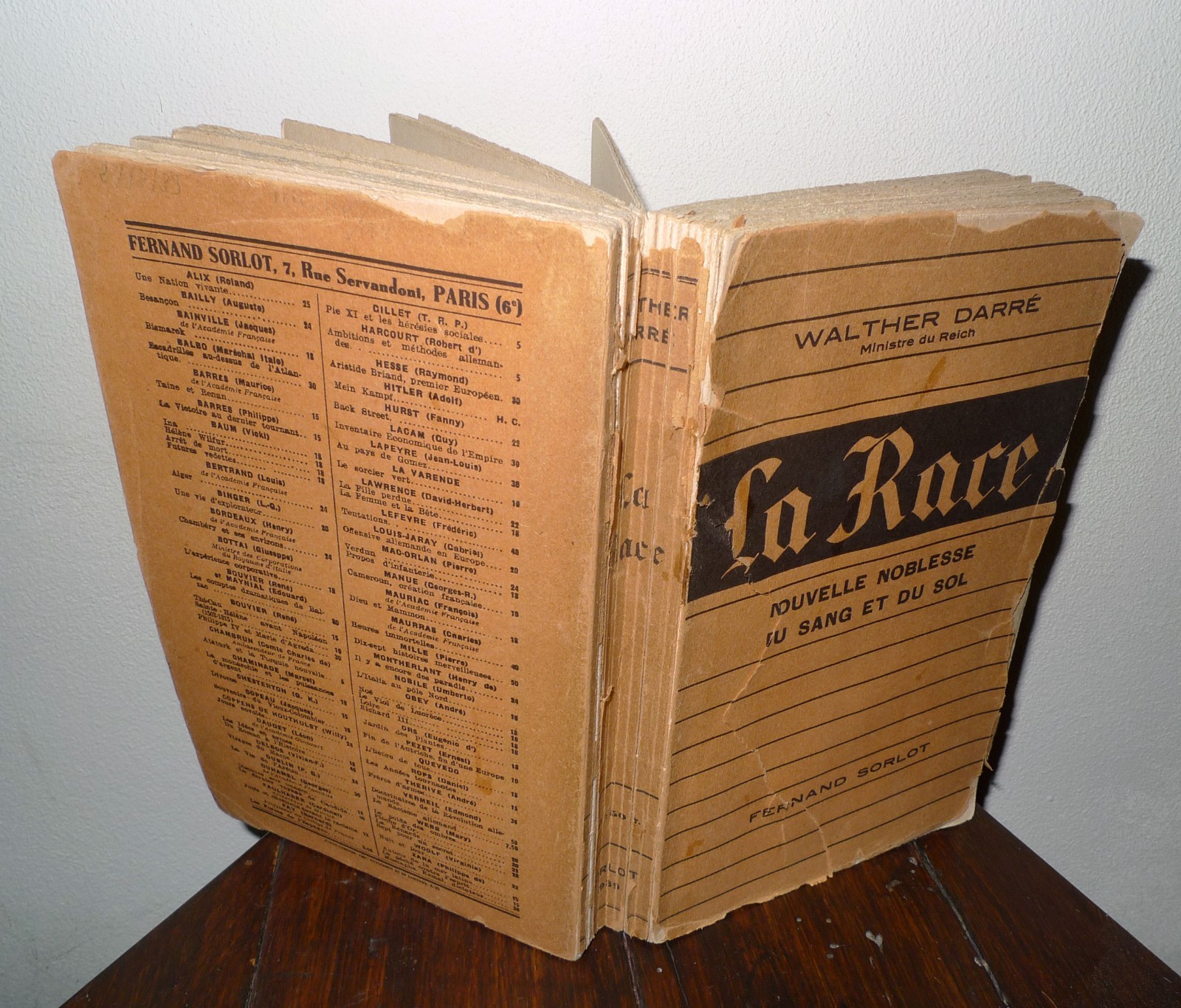 W.Darré,LA RACE.NOUVELLE NOBLESSE DU SANG ET DU SOL,1939 Sorlot[storia nazismo