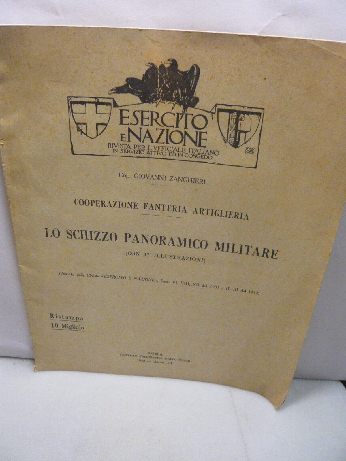 Zanghieri,LO SCHIZZO PANORAMICO MILITARE,Roma, 1932[artiglieria,esercito