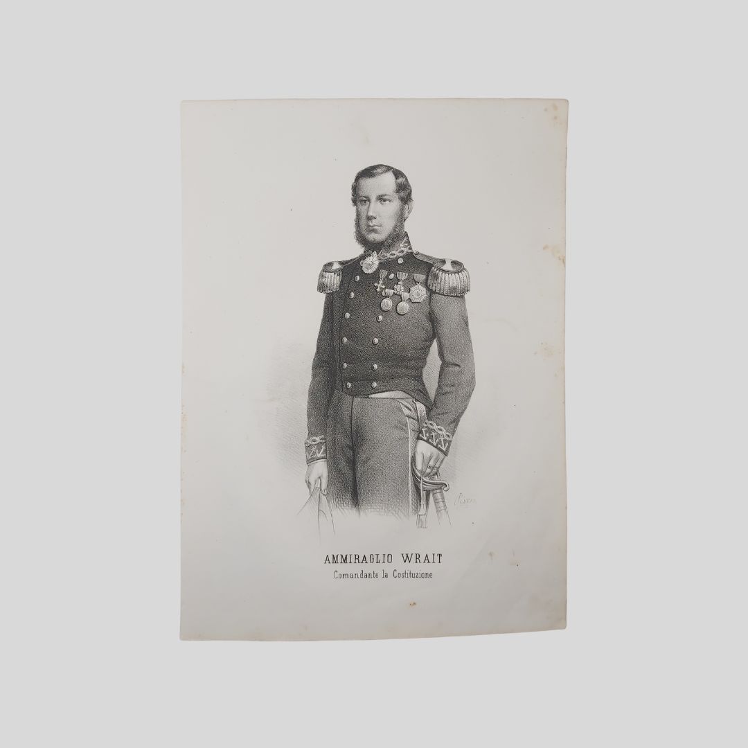 Alessandro Wright Ammiraglio Comandante la Costituzione, ritratto a mezza figura.