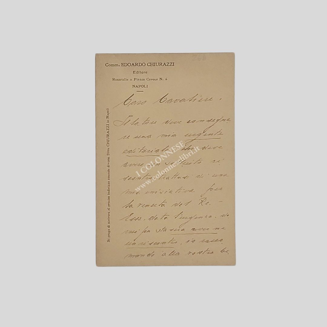 Cartolina autografa firmata, datata ‘9 maggio 1927’. Destinatario sconosciuto.