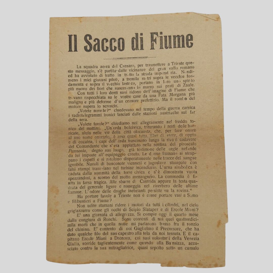 D’ANNUNZIO Gabriele. Il Sacco di Fiume