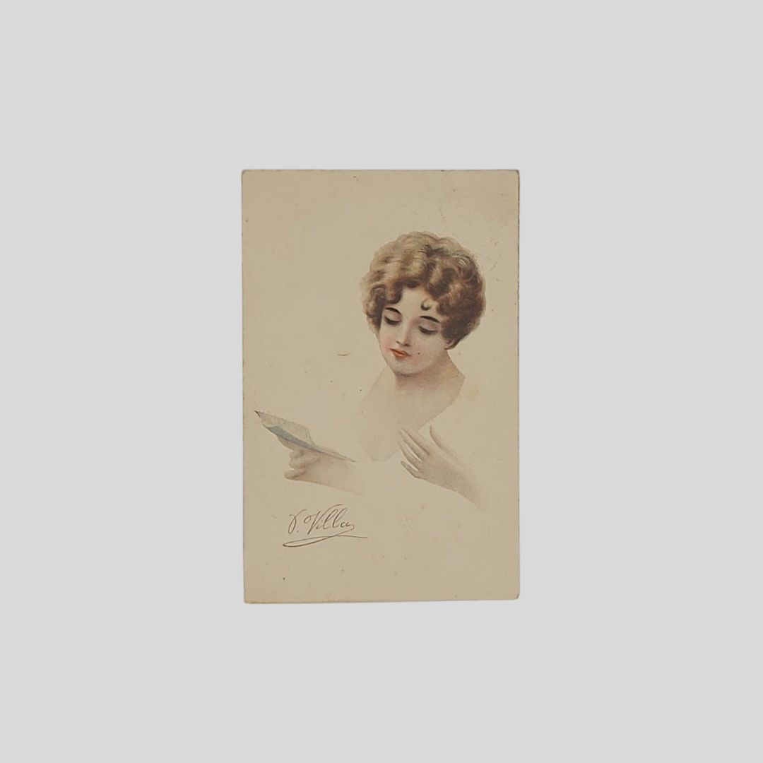 Donna che legge una lettera d’amore.