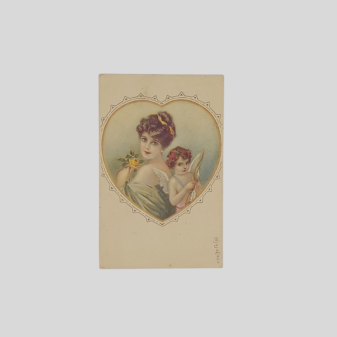 Donna con Cupido. Art Deco.