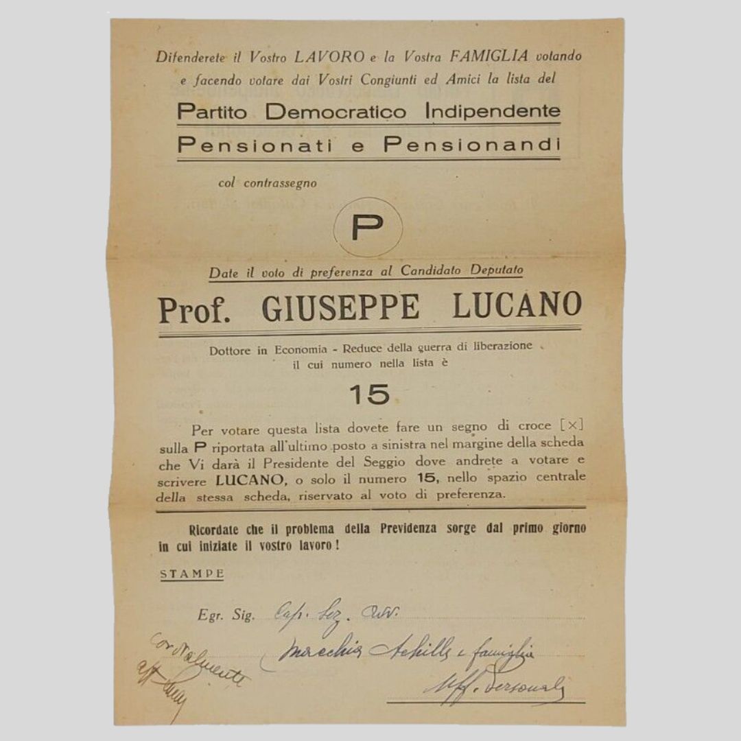 Elezioni Politiche del 1948. Giuseppe Lucano candidato alla Camera dei …