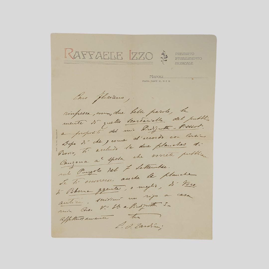 Lettera autografa firmata [C.O. Lardini] inviata al giornalista Floriano Del …