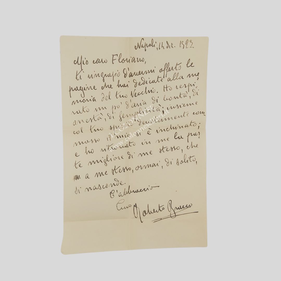 Lettera autografa firmata, datata ’14 dic. 1922', completa di busta. …