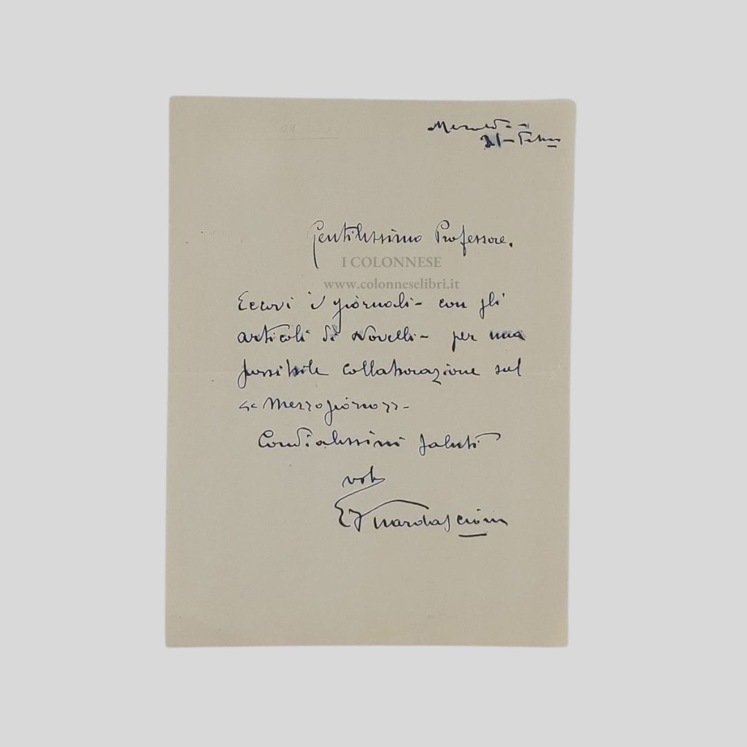 Lettera autografa firmata, datata 21 febbraio (anni ’20). Indirizzata a …