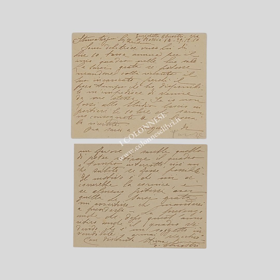 Lettera autografa firmata, datata [Firenze] 29.12.1910, Via dei Della Robbia …