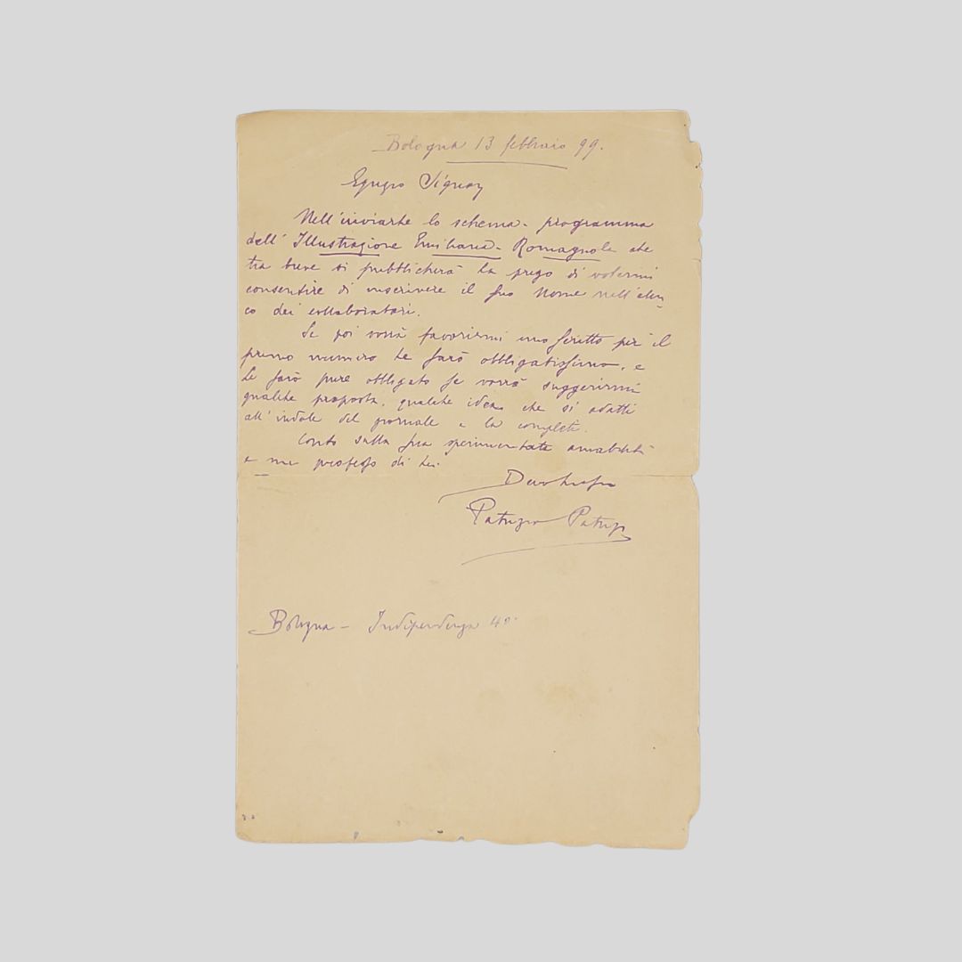 Lettera autografa firmata indirizzata a un giornalista sconosciuto [Floriano Del …