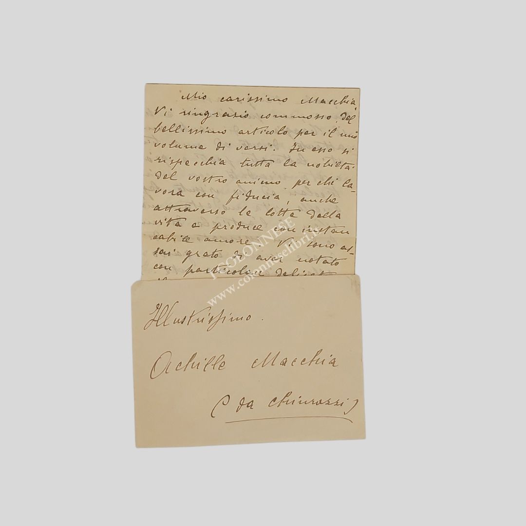 Lettera autografa firmata, indirizzata al giornalista Achille Macchia. Non datata …