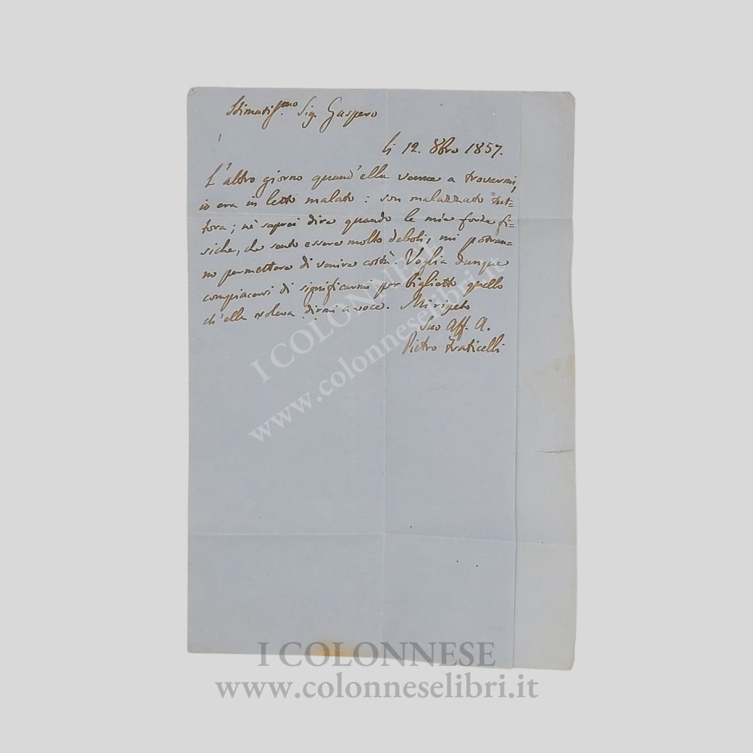 Lettera autografa firmata, indirizzata al sig. Gaspero Barbèra [Torino 1818-Firenze …