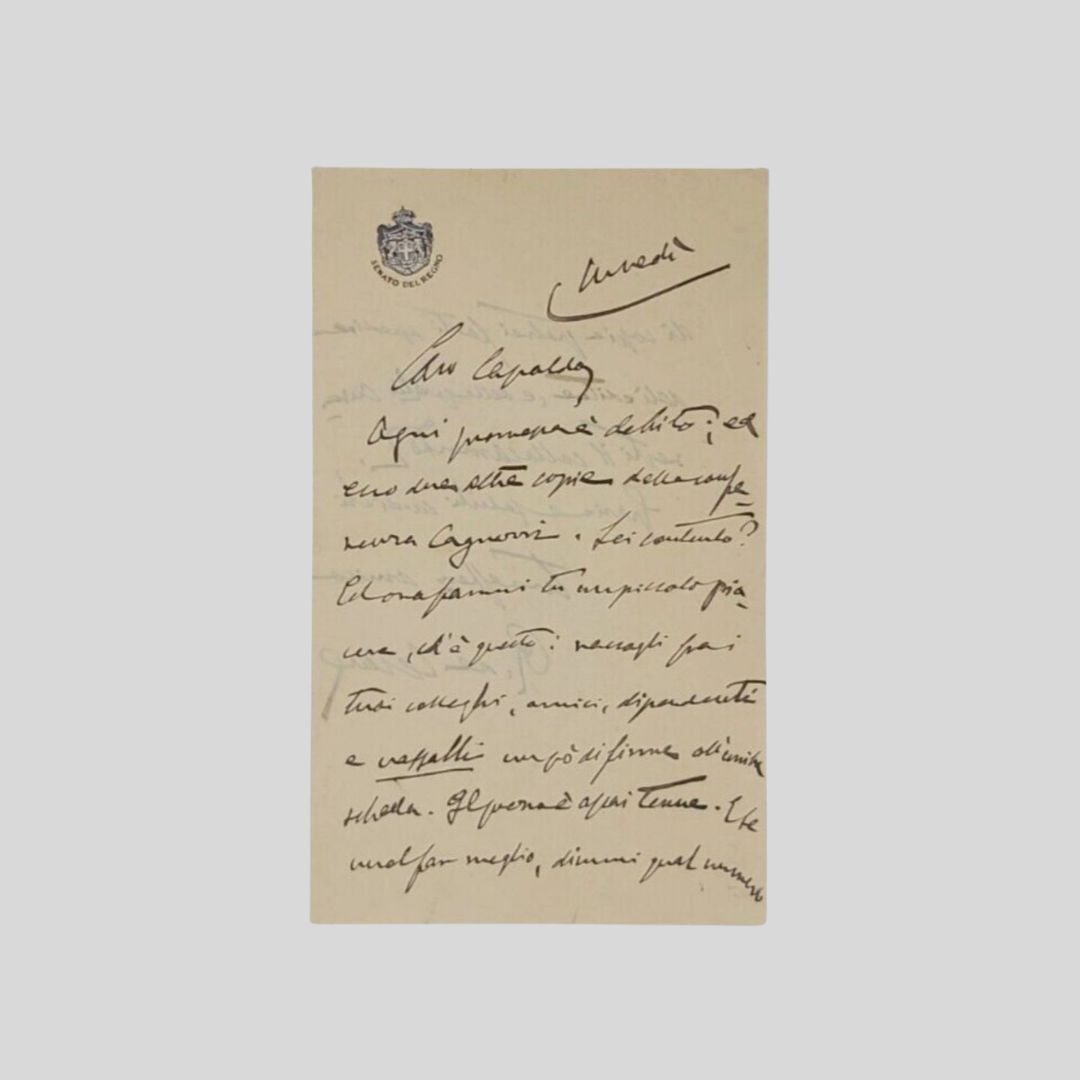 Lettera autografa firmata, inviata a [Pietro?] Capaldo.