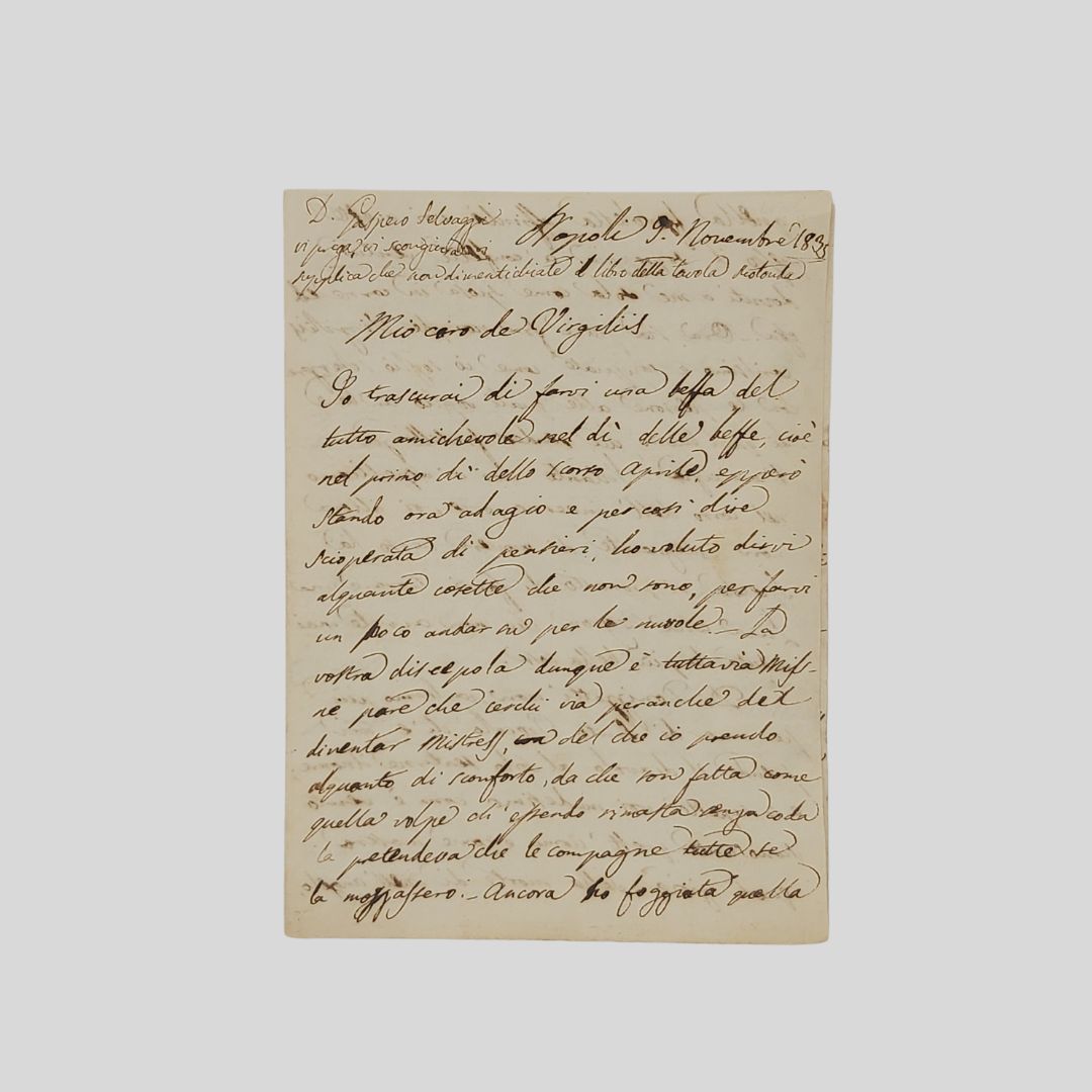 Lettera autografa firmata, inviata da Napoli, il 9 Novembre 1835. …