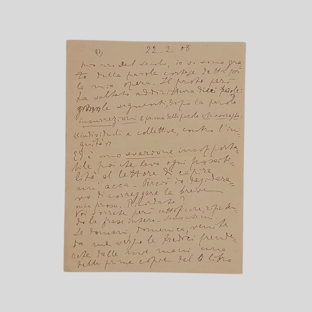 Lettera autografa firmata, invio al giornalista Floriano Del Secolo, datata …
