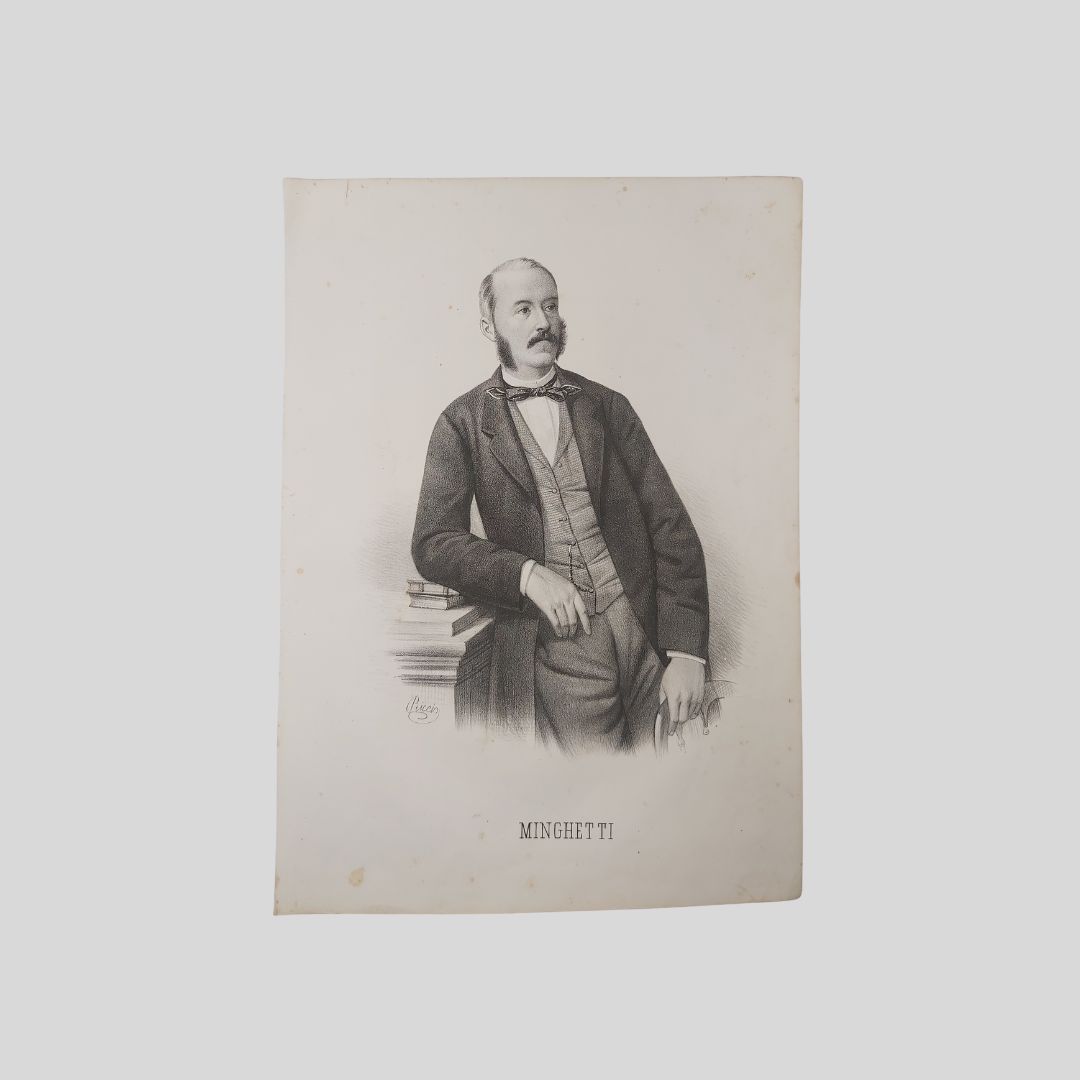 Marco Minghetti, ritratto a mezza figura.