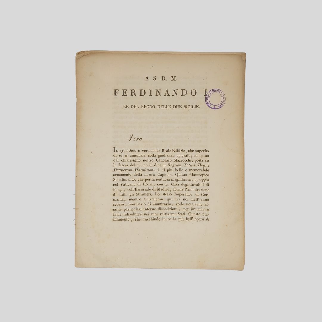 Memoriale a stampa indirizzato al Re Ferdinando I di Borbone, …