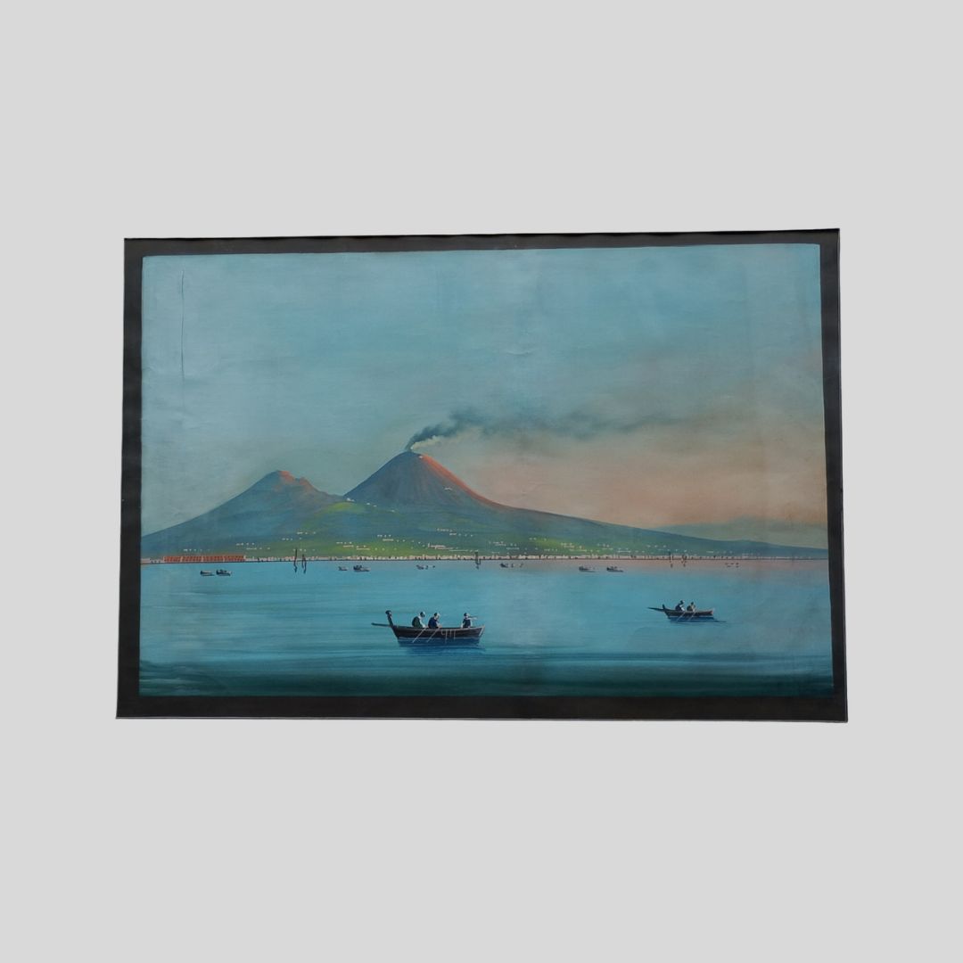 Napoli dal mare, veduta del Vesuvio.