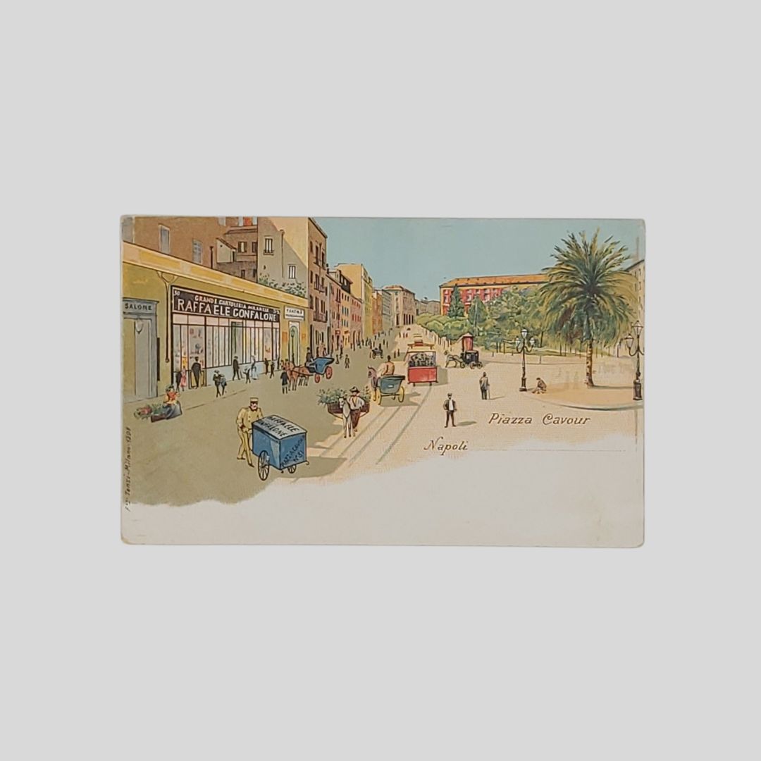 Napoli. Piazza Cavour. Grande cartoleria milanese Raffaele Confalone.