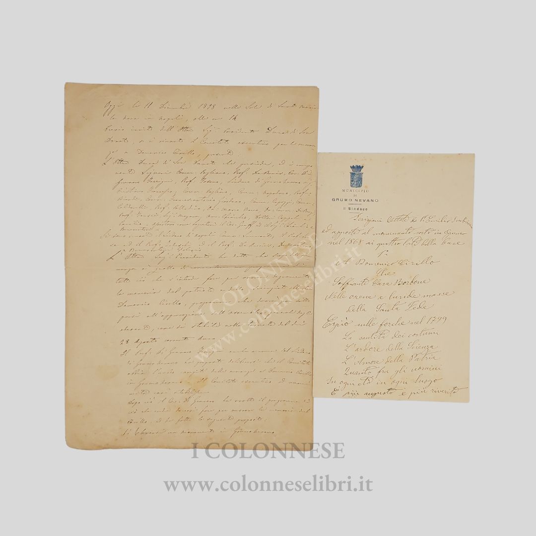 Onoranze in memoria di Domenico Cirillo. Verbale del Comitato esecutivo, …