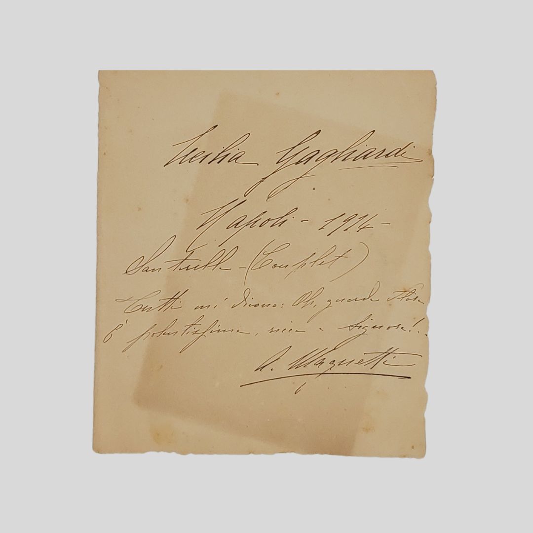 Pensiero autografo firmato manoscritto a inchiostro marrone su pagina (mm …