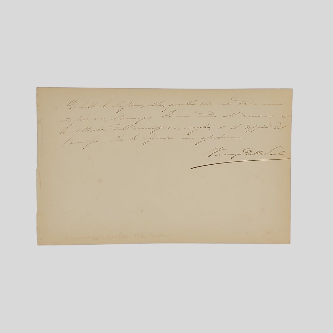 Pensiero autografo firmato su pagina (mm 152×95) di “liber amicorum” …