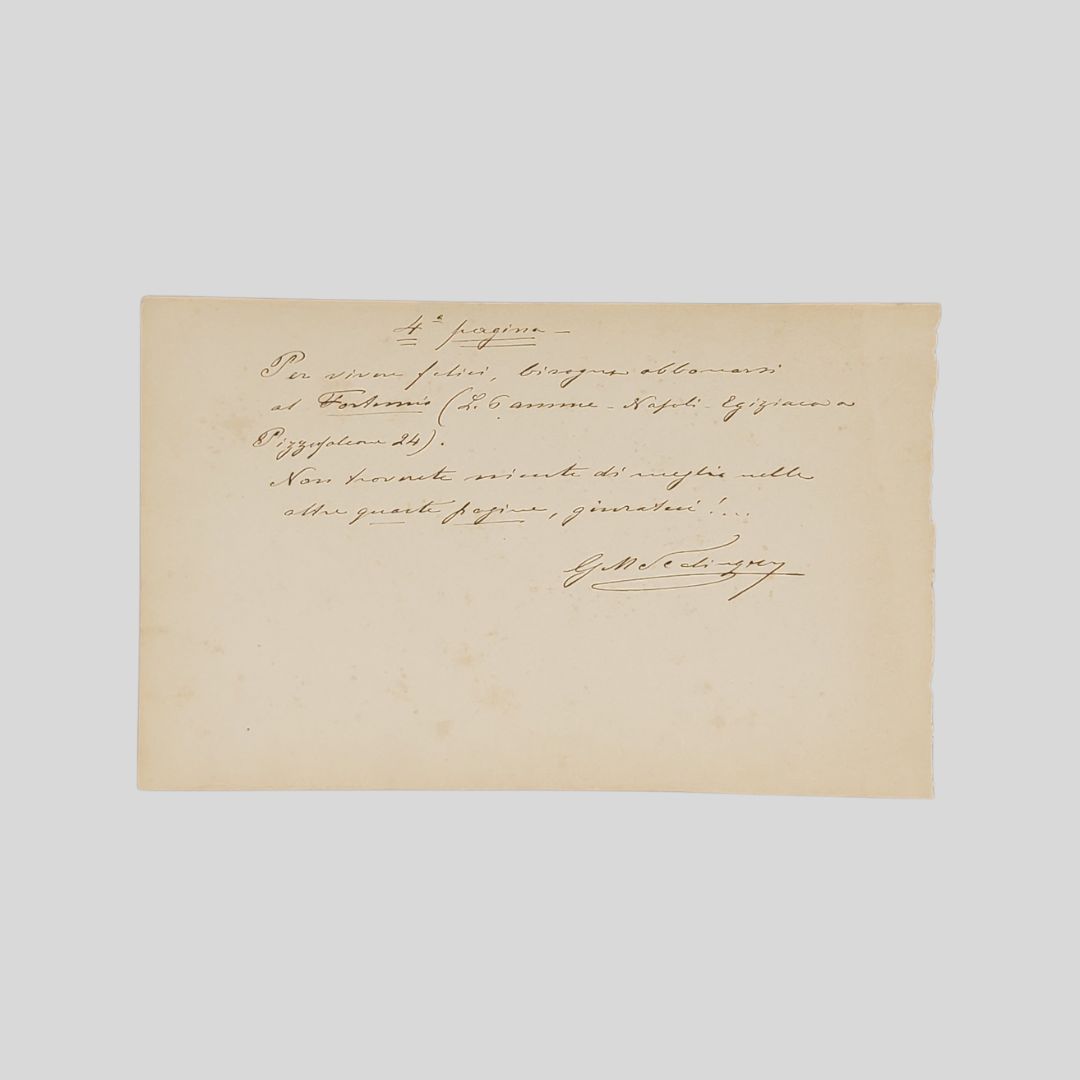 Quarta pagina. Testo autografo firmato.