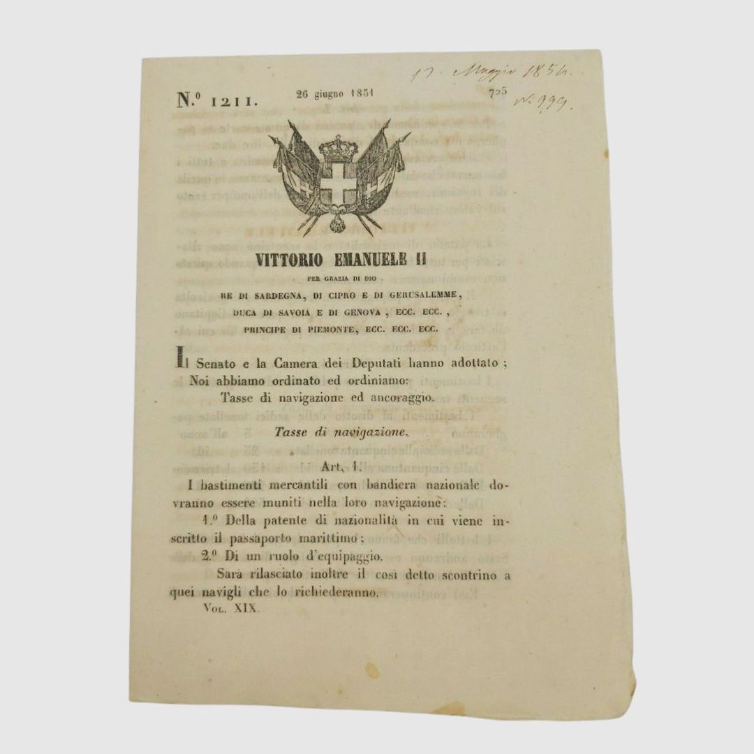 Tasse di navigazione e di ancoraggio. Vittorio Emanuele II. Ordinanza …