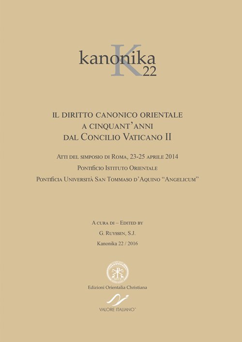 Kanonika. Il diritto canonico orientale a cinquant'anni dal Concilio Vaticano …