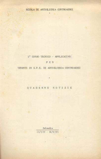 2° CORSO TECNICO APPLICATIVO PER TENENTI IN S.P.E. DI ARTIGLIERIA …