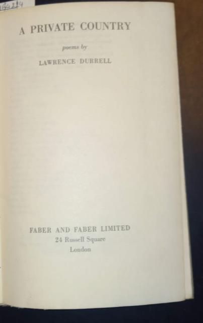 A PRIVATE COUNTRY. Poems.