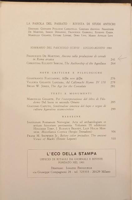 ANCORA SULLA PRODUZIONE DI CEREALI IN ROMA ARCAICA. Saggio contenuto …